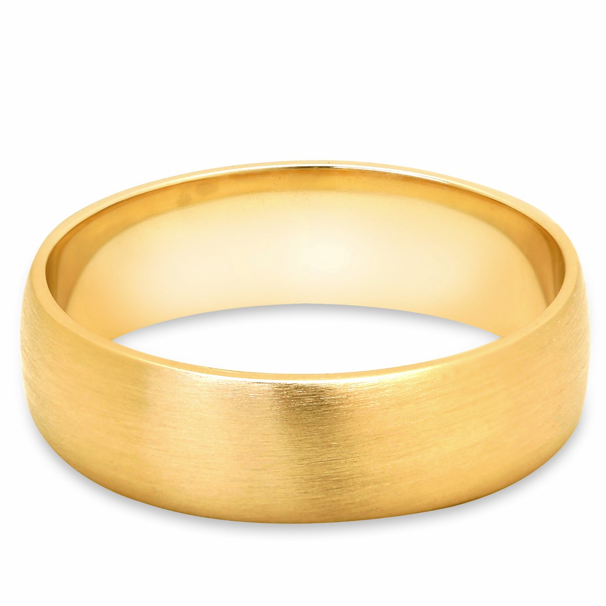 Solid 10K Yellow Gold 6mm Brush Finish Comfort Fit Men Women