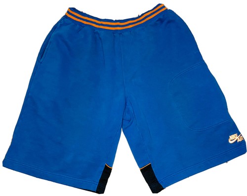 Nike Air Force Y2K Herren blau/orange lose Baggy Lounge Shorts; Größe XL