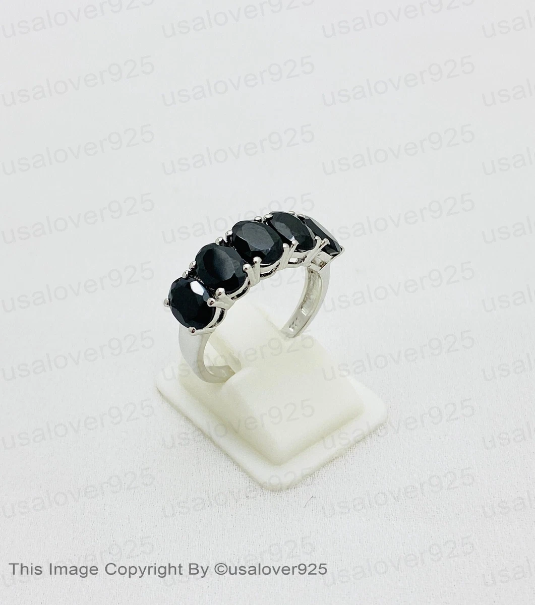 Black Onyx Oval Gemstone 925 Sterling Silver Handmade Women Band