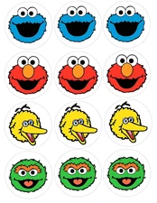 12 count Sesame Street edible image rounds, choose size, Wafer paper, pre cut