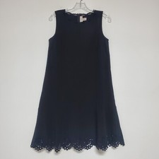 LOFT Dress Womens Size 4 Black Laser Cut Scallop Hem Back Zipper Career Sheath