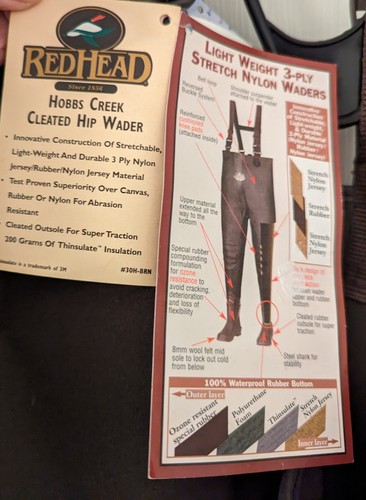 RedHead - Hobbs Creek Cleated Hip Waders Size 7 mens Size 9 Women's - 第 9/11 張圖片