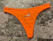 NWT VICTORIA'S SECRET PINK WITCH BROOM DOG HALLOWEEN RIBBED KNIT THONG PANTIES
