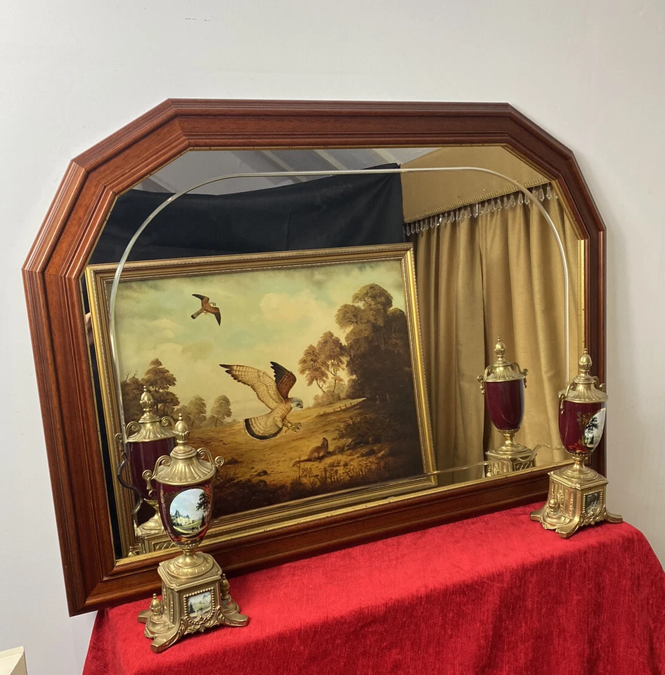 Regency Style Elmwood Etched Pier Glass Mirror With Hexagonal Corners - Image 2 of 4