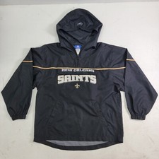 REEBOK New Orleans Saints NFL 1/4 Zip Pullover Windbreaker Youth Teens Sz L EUC
