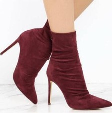 Women's Casual High Heel Pointy Toe Side Zip Solid Color Ankle Boots Nightclub