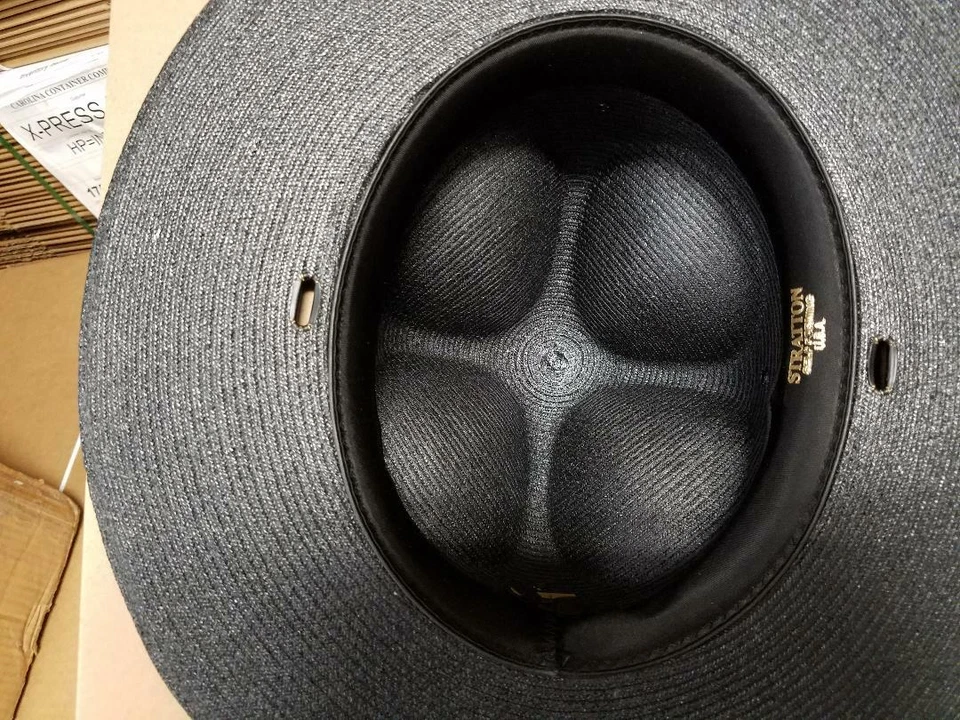 NUEVO Sombrero Stratton Negro Campaña Paja Policía Sheriff Trooper Ala Dbl TAMAÑOS ASST Foto 4 de 4