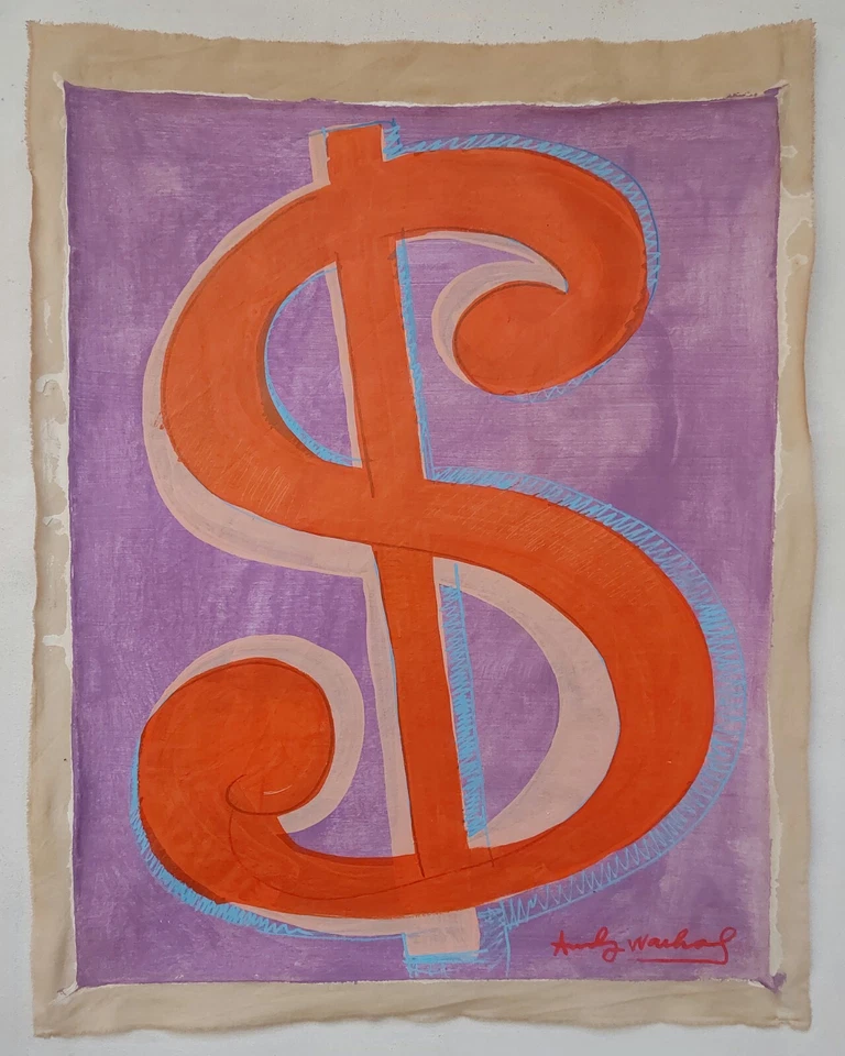 安迪·沃霍尔签名波普艺术油画帆布 - 美国现代艺术 — 第 2/4 张图片