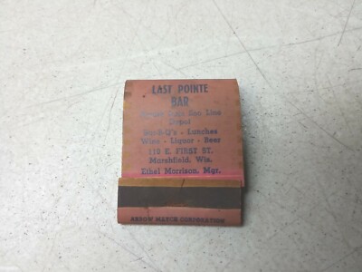 Last Pointe Bar Wine Beer Marshfield Wisconsin Vtg Advertising Matchbook Cover