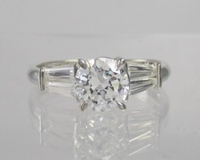 Ladies .925, Sterling Silver CZ Engagement Ring Round  Baguette size 7 - 6.5mm