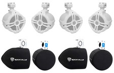  4 Rockville RWB70W 6.5" Black 500 Watt Marine Wakeboard Tower Speakers Covers