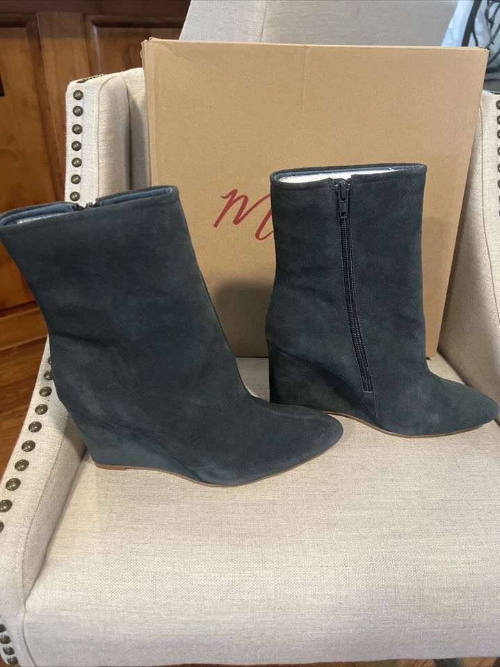 NUEVO EN CAJA Botas Matisse Kaia Azul Marino Gamuza Tacón de Cuña Punta Para Mujer Talla 9M 9 Foto 2 de 4