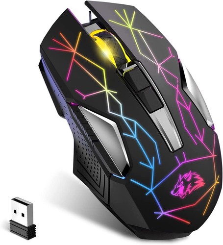 Drahtlose 2,4G-Gaming-Maus wiederaufladbares LED-Licht 2400 DPI, für PC PS4 Xbox - Bild 13 von 13