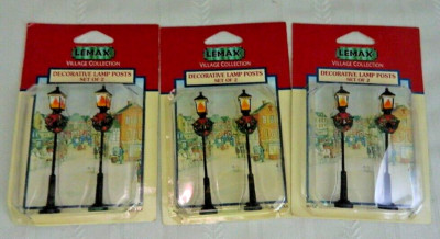 Vtg Lemax Village Collection Decorative Lamp Post Lot of 3-2Packs  1999 #94382