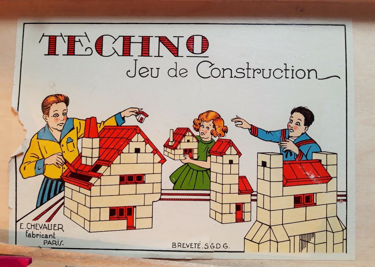 Jeu De Construction Bois Techno Construction – Jouet Ancien France Années 1950