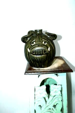 dal burtchaell pig face jug, pottery, folk art      ( 9'' t x 8'' w)