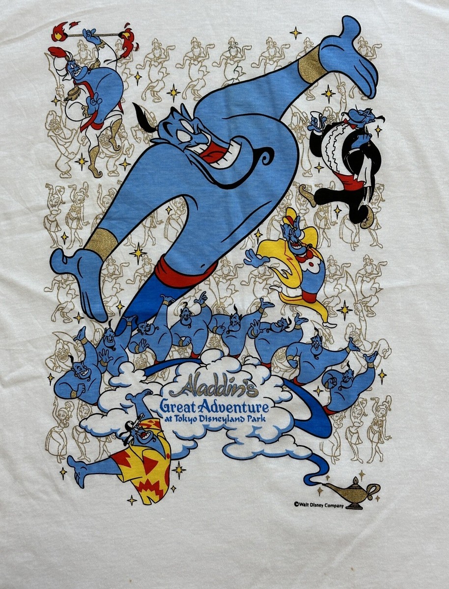 Vintage 90s Tokyo Disneyland Aladdin Genie Print T-Shirt Vintage 90s Tokyo Disneyland Aladdin Genie Print T-Shirt