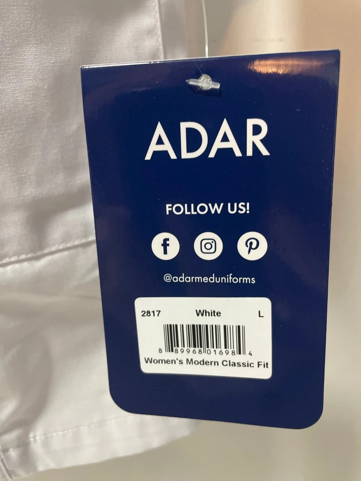 Casaco de laboratório Adar feminino médico tamanho grande bolsos consulta corte princesa novo com etiquetas - Imagem 3 de 4