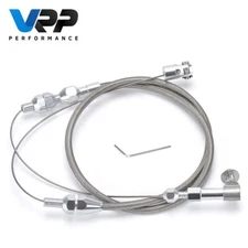 24" Universal Braided Throttle Gas Cable Kit Swap Fuel Line Kit Stainless Steel