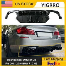 Rear Bumper Diffuser Lip For BMW F10 M5 M Sport 2011-2016 Gloss Black R Style 