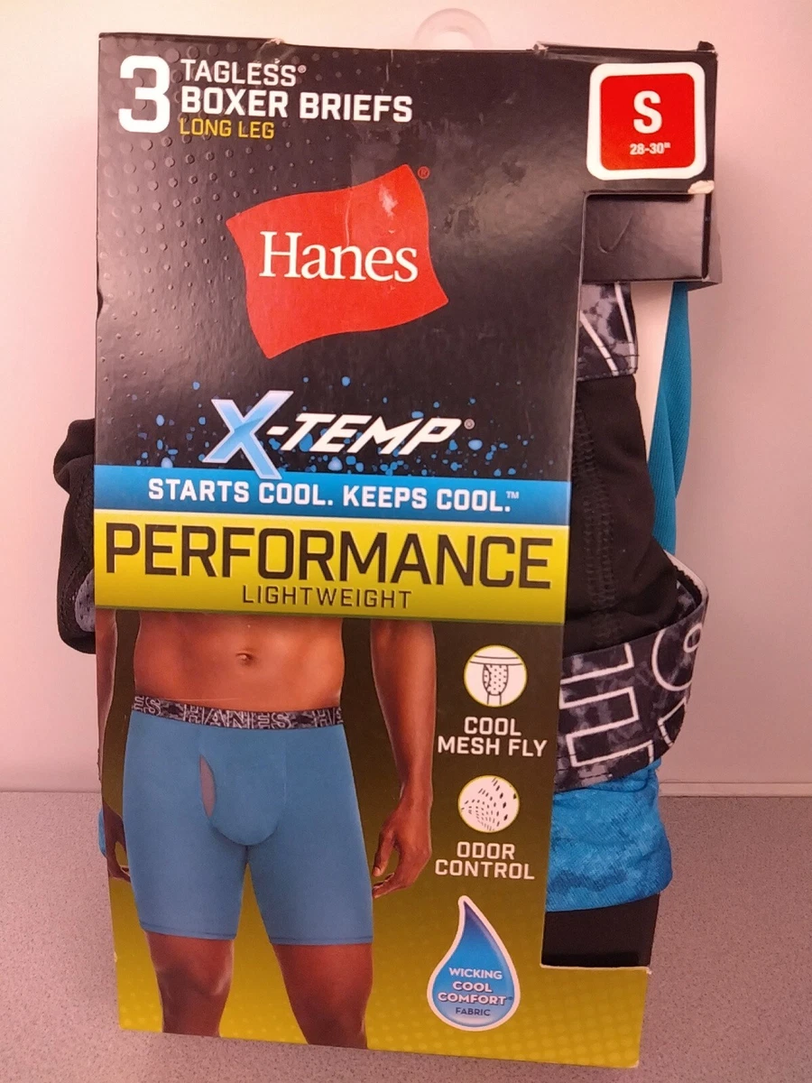 Hanes X Temp Performance 3 Pack Tagless Long Leg Boxer Briefs Size