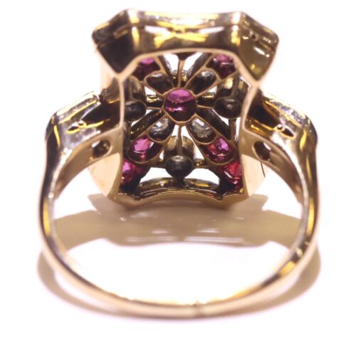18K yellow gold Natural ruby Gemstone .46ct diamond ring 5.3g estate vintage - Picture 5 of 16