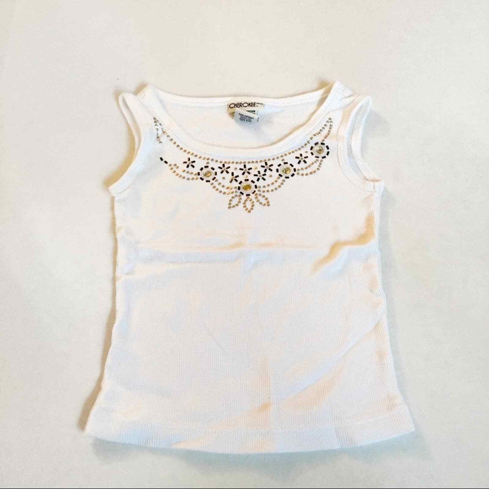 Cherokee white beaded tank top | eBay