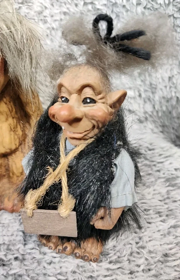 РЕДКИЙ / Снятый с производства Лот товаров Nyform Trolls Rjukan Норвегия Странная Редкость 1970-е 3 Фигурки - Изображение 4 из 4