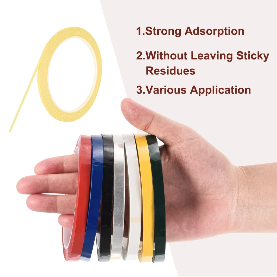 10 Rolls Whiteboard Tape Thin 3mm 54.7 Yard Thin Pinstripe Tape, Light Yellow Foto 3 de 4