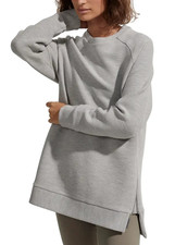 Varley Womens Manning Ribbed Sweatshirt Size M Gray Zip Sides Raglan Sleeve