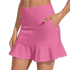 ACEGOLFS Basic 17” Ruffle Skort UPF50+ pink new with tags activewear workout 