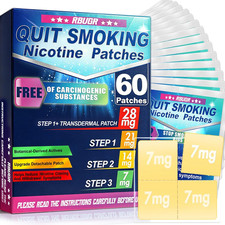 Nicotine Patches - 60 Pack Tearable Step-Down Quit Smoking Patches with 7Mg/14Mg