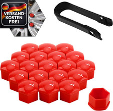 Radschraubenkappen 17mm Set 20 Stück mit Entfernung Werkzeug Rot