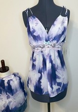 Linea Donatella Cami Shorts Pajama Set Women s Medium Lace Accent