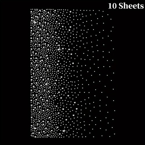 10 Sheets Iron On Rhinestone Transfers Applique Hot Melt Crystal Decals ...