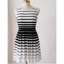 Talbots Fit & Flare Striped SleevelessDress 4 Black White