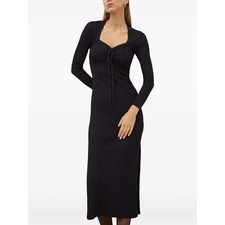 Ba&sh Edora Ribbed Knit Midi Sweater Dress Black Size Medium