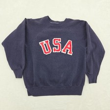 VTG 70s Raglan USA Print Sweatshirt Sz Small Olympics Bottom Tag See Pics