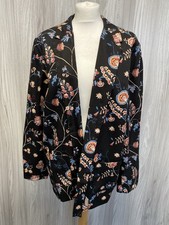 Monsoon Black Floral Long Sleeved Open Front Lightweight Jacket UK22 PWM