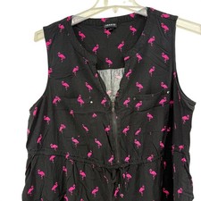 Torrid Black Pink Flamingo Print Sleeveless Zip Front Dress Size 2 2X