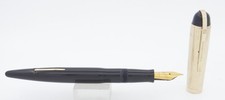 Eversharp Skyline Full-size Black Wgold Cap Fountain Pen - 1940s - Fine Nib