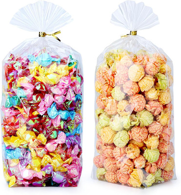 100Pcs 6X9 Inch Bottom Gusset Bags Clear Cellophane Gift Bags Plastic Gift Wrap