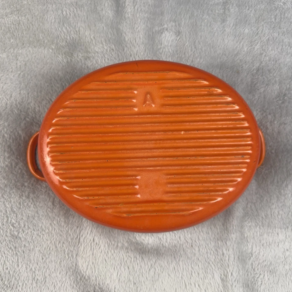 Vintage Le Creuset Flame Orange Size A Oval Dutch Oven 1.5 Qt - Image 2 of 4