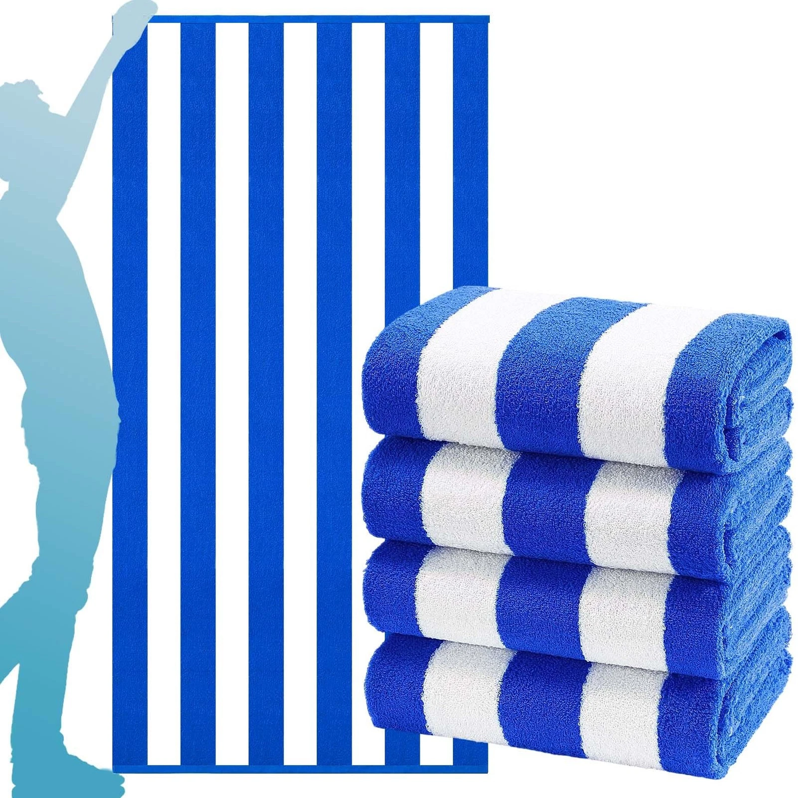 Genovega 2 Pack Extra Large Bath Towels Striped Beach Towel Bathroom Sheets - product detail image 10