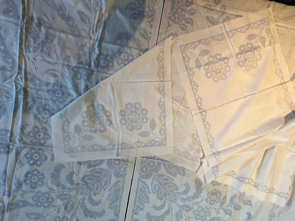 Paragon #01142 Edredón Flor de Nieve Bordado Doble Tamaño Top, 3 Piezas, Nunca Comenzado Foto 4 de 4