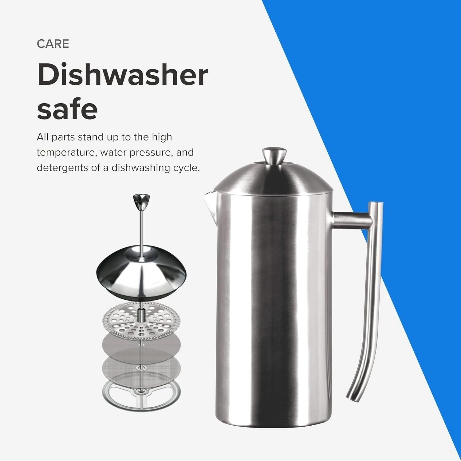 Frieling French Press Coffee Stainless Steel Maker - 44 oz, Brushed Double Wall