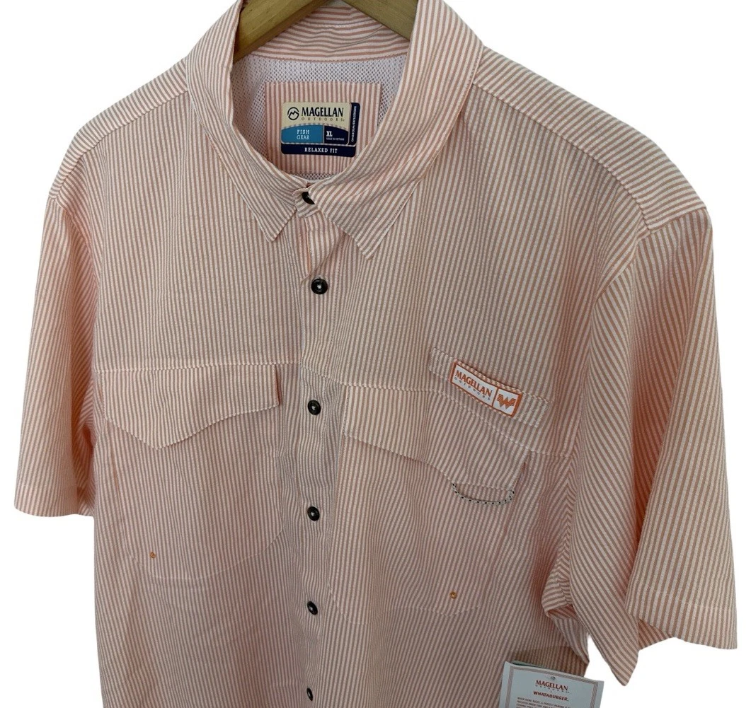 Magellan x Whataburger Men’s Seersucker Striped Fishing Shirt Size XL NWT