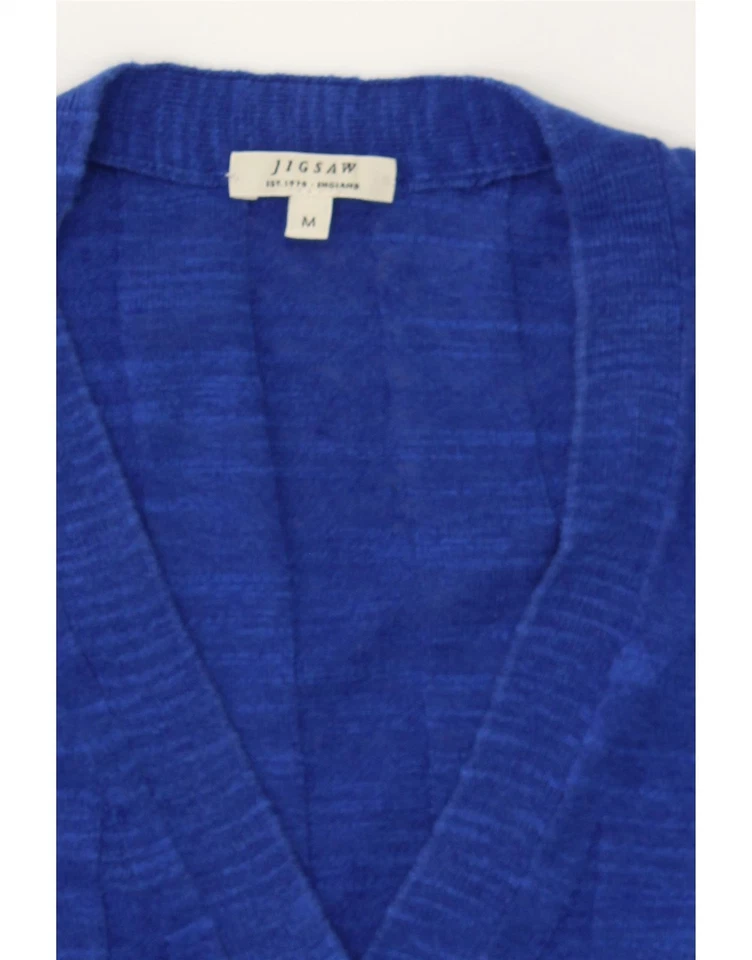 Suéter Cárdigan JIGSAW Mujer Reino Unido 12 Medio Azul Lino CA10 Foto 3 de 3