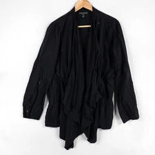 A Pea In The Pod Nursing Top Sz Medium Black Open Front Lyocell Roll Tab Sleeve