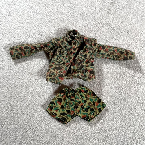 Vintage GI Joe Camouflage Outfit Marine Frog Camo Fatigues 1970s Jacket Shorts